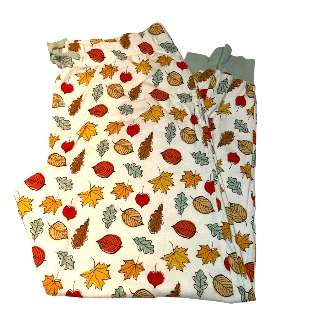 Target Mens Autumn Leaf Print Pajama Jogger Pants Sage Green Waistband Large